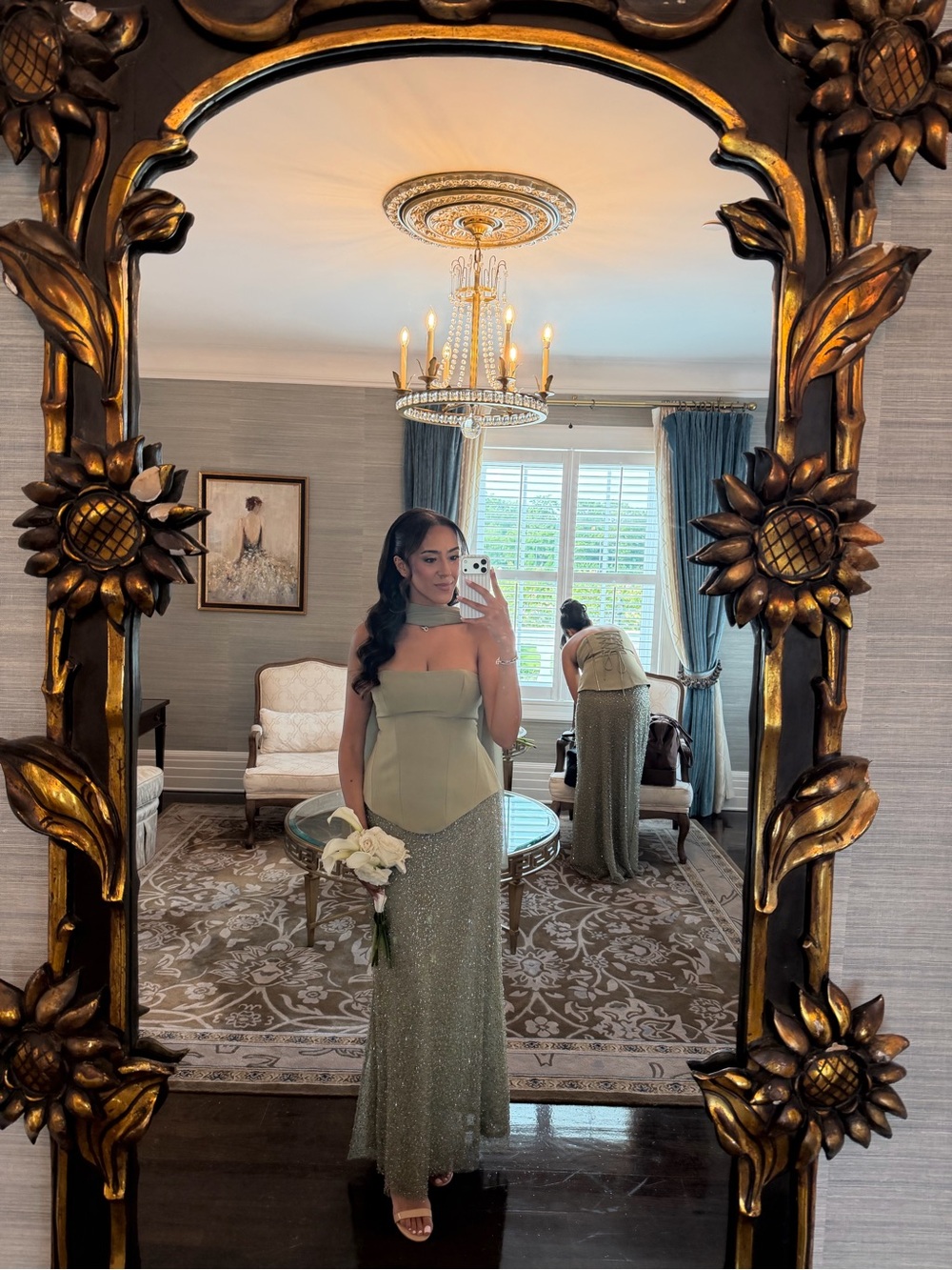 Oakley corset & allaire maxi skirt Olive Green Maxi corset with Sparkle Skirt